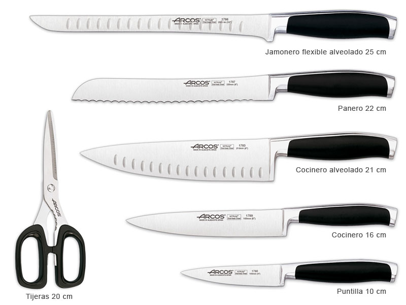 Cuchillo Mondador Pom Color Negro Arcos Serie Kyoto Hoja de Acero Inoxidable Forjado Nitrum 100 mm Mango de Polioximetileno